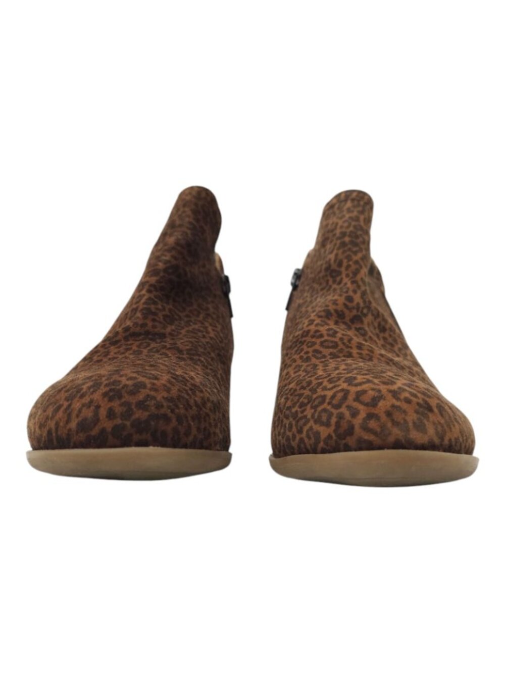 Diba Leopard Print Ankle Boots Womens 8.5 Brown Side Zip Stacked Heel Bootie - Picture 3 of 16